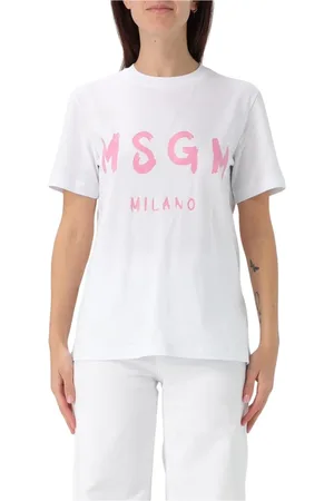Msgm Koszulki, Kobieta, Biały, M, Milano Logo Tee dla kobiet