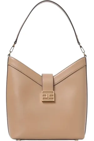 Elisabetta Franchi Torebki, Kobieta, Beżowy, ONE SIZE, Beżowa Skórzana Koszykowa Torba na Ramię
