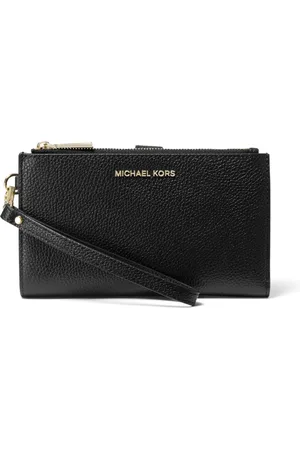 Michael Kors Akcesoria, Kobieta, Czarny, ONE SIZE, Skóra, Portfel na Rękę z Zameczkiem i Wieloma Kieszeniami