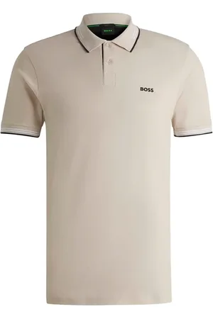 HUGO BOSS Koszulki, Mężczyzna, Beżowy, M, Kolekcja Koszulek Polo z Krótkim Rękawem