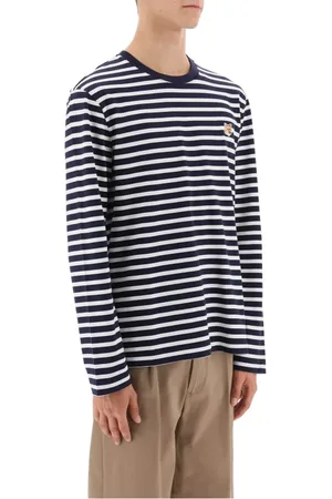 Maison Kitsuné Koszulki, Mężczyzna, Wielobarwność, 2XL, Bawełna, Koszulka w paski z głową lisa