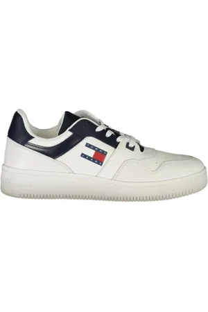Tommy Hilfiger Buty, Mężczyzna, Biały, 46 EU, Len, Niebieskie Sneakersy z Poliestru dla Mężczyzn