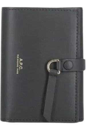A.P.C. Akcesoria, Kobieta, Czarny, ONE SIZE, Czarna Skórzana Portmonetka Trifold z Pierścieniem