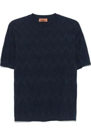 Missoni Koszulki, Mężczyzna, Niebieski, S, Niebieski Casual T-shirt dla Mężczyzn