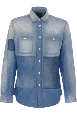 Givenchy Koszule, Mężczyzna, Niebieski, L, Denim, Denim Button-Up Koszula