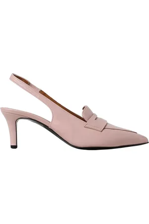 Via Roma Buty, Kobieta, Różowy, 36 EU, Czarne Skórzane Czółenka z Punktowym Nosem