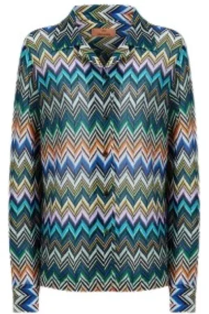 Missoni Bluzki, Kobieta, Wielobarwność, XL, Koszula Bowlingowa Zigzag