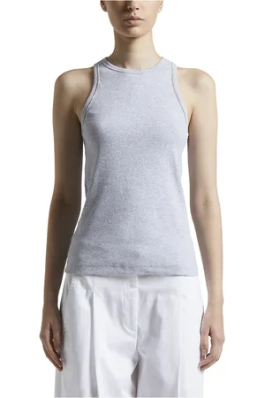 PESERICO SIGN Koszulki, Kobieta, Szary, S, Micro rib stretch jersey top