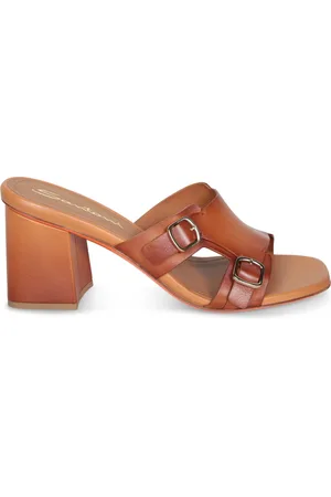 santoni Buty, Kobieta, brązowy, 38 1/2 EU, Brązowa sandałki na obcasie z klamrą