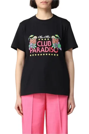 Msgm Koszulki, Kobieta, Czarny, S, Paradiso Graficzny T-shirt
