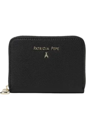 Patrizia Pepe Akcesoria, Kobieta, Czarny, ONE SIZE, Czarna Skórzana Portmonetka Zip Around