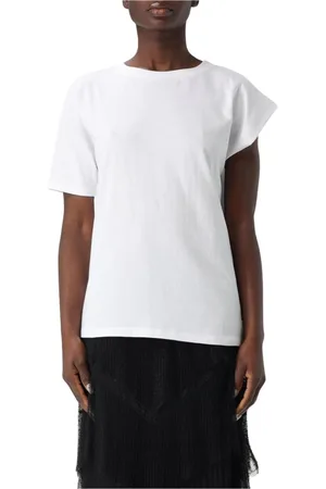 Twin-Set Koszulki, Kobieta, Biały, M, Niebieski Elegancki T-shirt Regular Fit