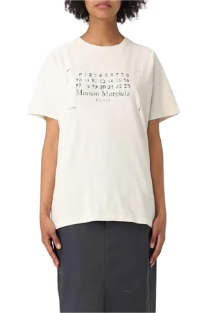Maison Margiela Koszulki, Kobieta, Beżowy, XL, Biała Oversized Tee