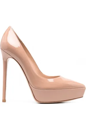 Gianvito Rossi Buty, Kobieta, Różowy, 40 1/2 EU, Skóra, Brzoskwiniowo-Różowe Lakierowane Czółenka na Platformie