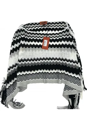 Missoni Kurtki, Kobieta, Czarny, ONE SIZE, Ikoniczny Swetrowy Ponczo Szalik