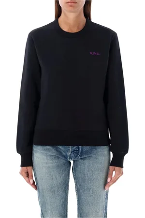 A.P.C. Bluzy, Kobieta, Czarny, S, Czarny Sweter z Okrągłym Dekoltem
