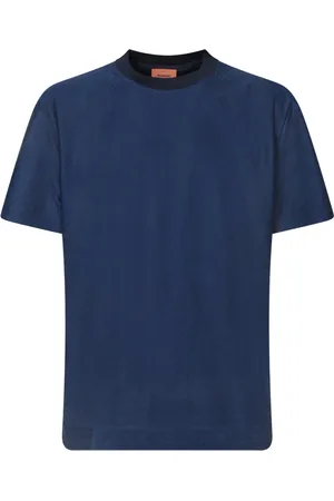 Missoni Koszulki, Mężczyzna, Niebieski, L, Niebieski T-shirt z motywem zygzak i okrągłym dekoltem