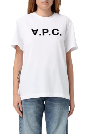 A.P.C. Koszulki, Kobieta, Biały, M, Granatowy T-shirt z logo dla kobiet
