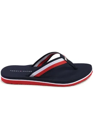 Tommy Hilfiger Buty, Kobieta, Niebieski, 39 EU, Niebieskie Klapki z Szczegółowym Wzorem