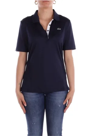 Lacoste Koszulki, Kobieta, Niebieski, 2XS, Bawełna, Niebieskie T-shirty i Pola z przodu na guziki