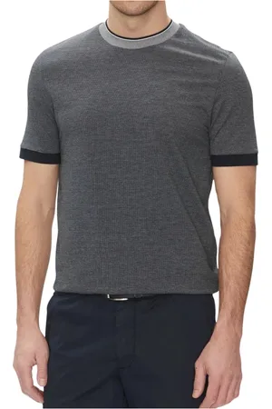 HUGO BOSS Koszulki, Mężczyzna, Niebieski, XL, Bawełna, Niebieska T-shirt Slim Fit z Kontrastowym Kołnierzem
