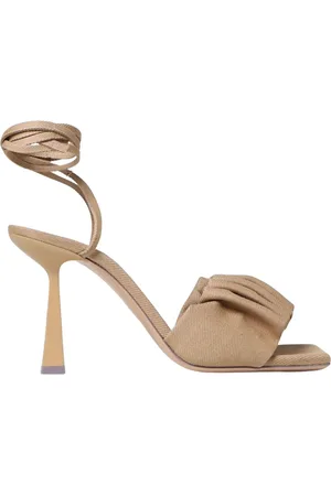 Sebastian Buty, Kobieta, Beżowy, 36 EU, Eleganckie Plisowane Sandały na Wysokim Obcasie