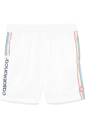 Casablanca Szorty, Mężczyzna, Biały, L, Poliester, Szorty z Żakardowym Monogramem i Bocznymi Paskami