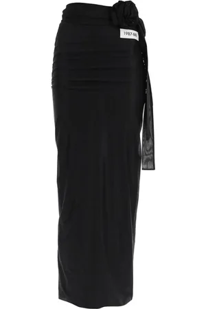 Dolce & Gabbana Spódnice, Kobieta, Czarny, S, Czarna Maxi Spódnica z Aplikacją Kwiatową