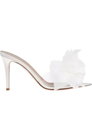 Gianvito Rossi Buty, Kobieta, Biały, 37 EU, Srebrne Klapki z Piórkami