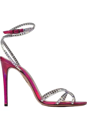 Aquazzura Buty, Kobieta, Różowy, 36 EU, Sandały z kryształkami na obcasie
