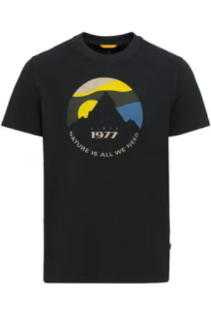 Camel Active Koszulki, Mężczyzna, Czarny, L, Klasyczny męski t-shirt z jednolitym nadrukiem