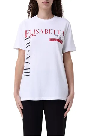 Elisabetta Franchi Koszulki, Kobieta, Biały, S, Elegancka Koszulka z Logo dla Kobiet