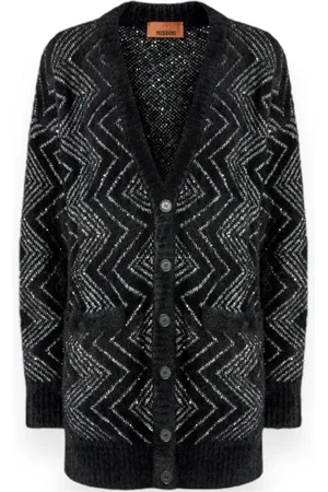 Missoni Swetry, Kobieta, Czarny, S, Maxi Sweter Rozpinany dla Kobiet