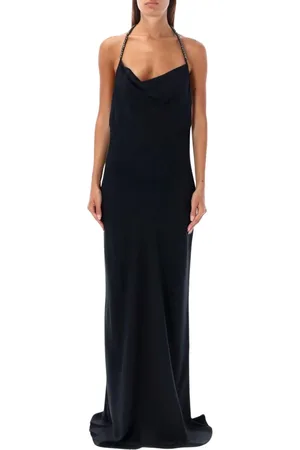Stella McCartney Sukienki, Kobieta, Czarny, S, Czarna Sukienka Maxi z Dekoltem Halter