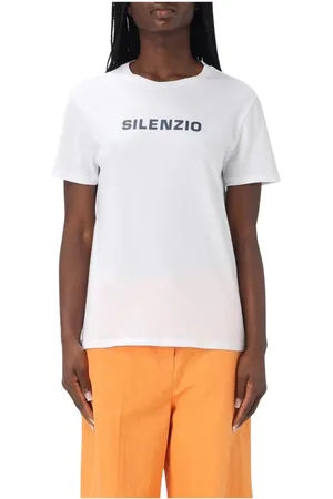 Aspesi Koszulki, Kobieta, Biały, S, Niebieski T-shirt z Grafiką dla Kobiet
