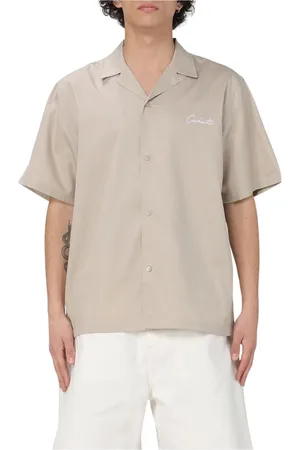 Carhartt Koszule, Mężczyzna, Beżowy, L, Czarna koszula z krótkim rękawem o luźnym kroju