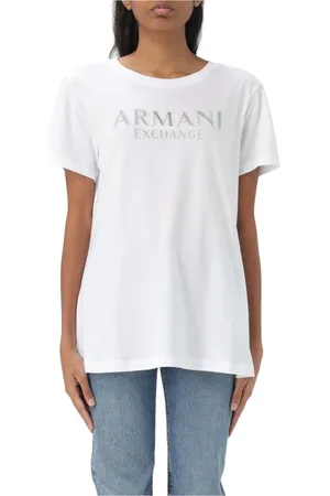 Armani Exchange Koszulki, Kobieta, Biały, XS, Czarna Koszulka z Logo, Stylowa i wszechstronna