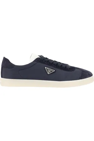 Prada Buty, Mężczyzna, Niebieski, 40 EU, Nylon, Niebieskie Brogue Niskie Sneakersy