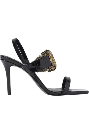 VERSACE Buty, Kobieta, Czarny, 36 EU, Czarne obcasy sandały klamra akcent