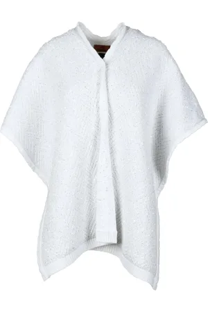 Missoni Kurtki, Kobieta, Biały, ONE SIZE, Dzianinowa peleryna z cekinami