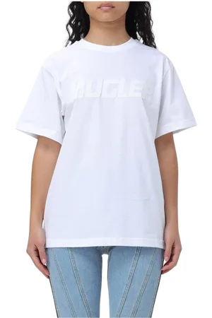 MUGLER Koszulki, Kobieta, Biały, S, Koszulka z logo Biała Damska