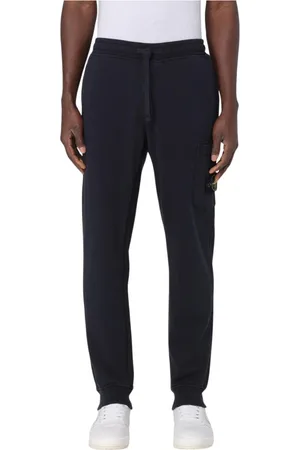 Stone Island Spodnie, Mężczyzna, Niebieski, L, Czarne Cargo Sweatpants Regular Fit