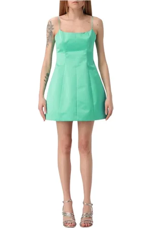BLUMARINE Sukienki, Kobieta, Zielony, S, Elegancka Zielona Sukienka bez Rękawów z Satyny