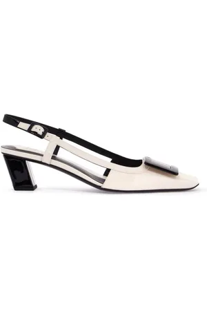 Roger Vivier Buty, Kobieta, Biały, 38 1/2 EU, Slingbacki z dwukolorowej skóry lakierowanej