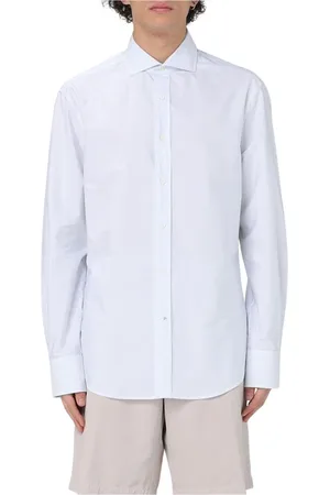 Brunello Cucinelli Koszule, Mężczyzna, Biały, XL, Niebieska Koszula w Paski