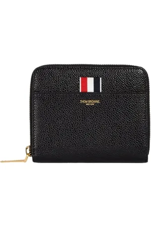 Thom Browne Akcesoria, Kobieta, Czarny, ONE SIZE, Stylowy Portfel Skórzany dla Mężczyzn