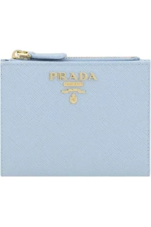 Prada Akcesoria, Kobieta, Niebieski, ONE SIZE, Niebieski Portfel Skórzany Elegancki Styl