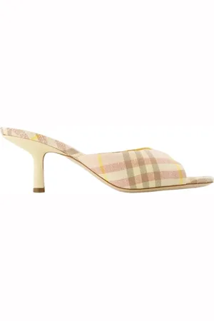 Burberry Buty, Kobieta, Różowy, 40 EU, Len, Różowe lniane czółenka w kratę