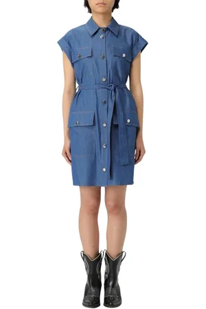 Liu Jo Sukienki, Kobieta, Niebieski, 2XS, Denim, Elegancka Sukienka Dżinsowa z Kobiecymi Elementami