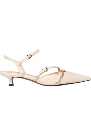 Coccinelle Buty, Kobieta, Biały, 38 EU, Białe Skórzane Kitten Heel Buty z Klamrą